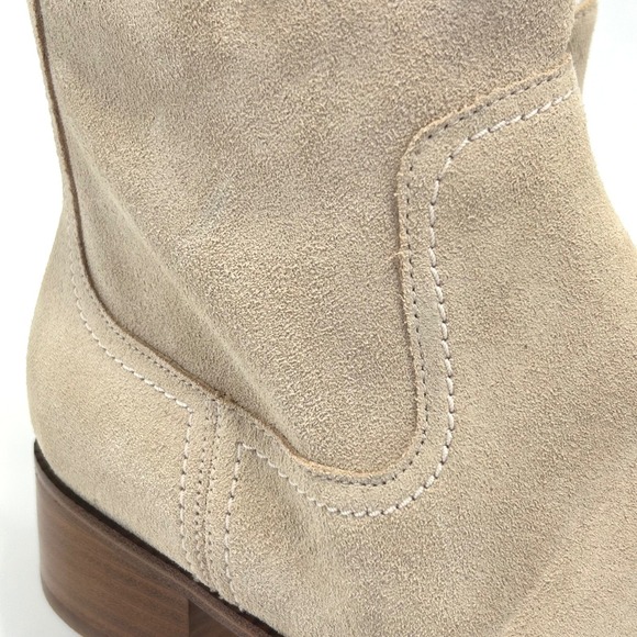 Cole HAAN Size 9.5 Ankle Boots Suede Ecru Beige Block Heel Booties Naia Womens - Picture 5 of 14